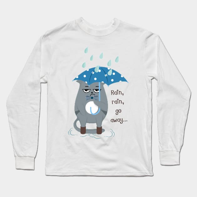 Cute cat in the rain Long Sleeve T-Shirt by T-Crafts